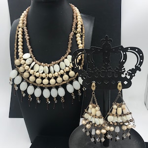 Vintage Chico&#39;s Jewelry Set Necklace Earring Statement Runway Collectible Designer Signed Jewelry