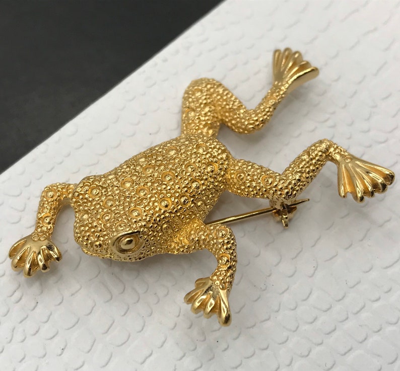 Christian Dior Frog Brooch Gold Pin Designer Signed Jewelry Etsy