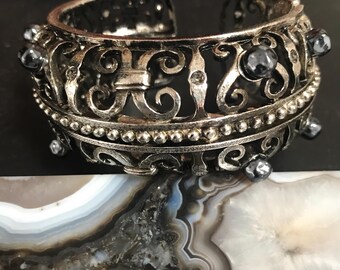 CHRISTIAN LACROIX Designer Signed Large Silver Plated Metal