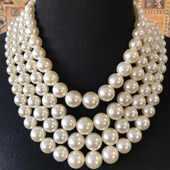 Classy High End FAUX Pearl 4 Strand Necklace Wedding Bridal - Etsy
