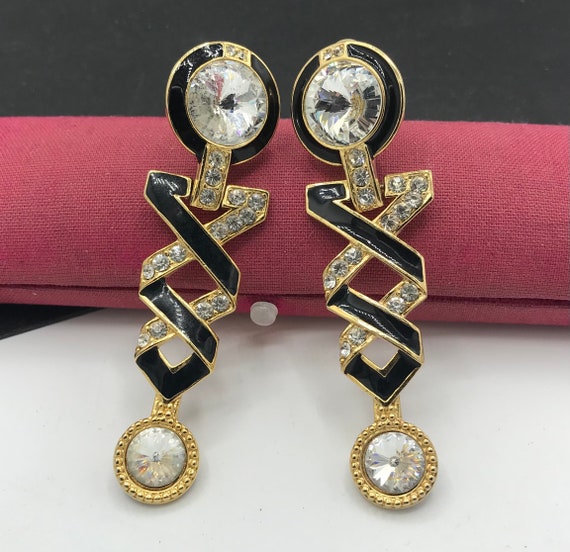 Vintage Rhinestone Earrings, Dangle Drop Earrings… - image 6