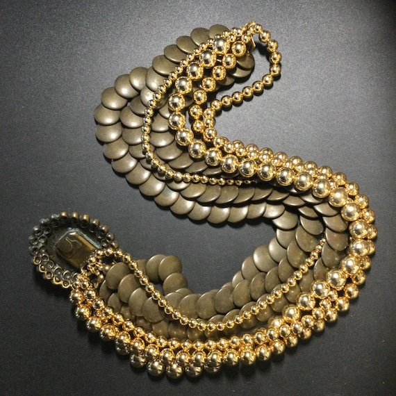 Vintage Statement Multi Strand Beaded Necklace - image 4