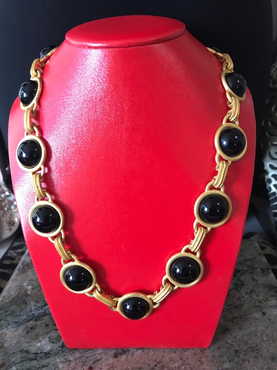 Vintage Gold and Precious Stone Statement Necklace 1980s