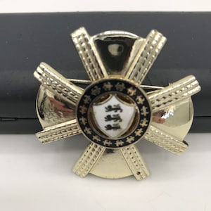 Vintage lion dragon Maltese cross coat of arms Heraldic style jewelry pendant brooch