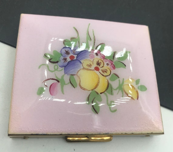 Vintage Wiesner Compact Hand Painted Genuine Flor… - image 9