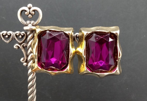 Boucles D'oreilles à Clips Vintage - Plastique Violet Pailleté, Ancien Stock, Sans Marque