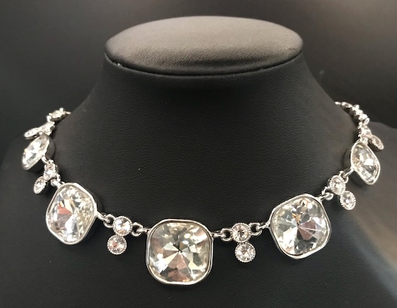 Vintage Signed Headlight Rhinestone Statement Nec… - image 1