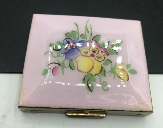 Vintage Wiesner Compact Hand Painted Genuine Flor… - image 2