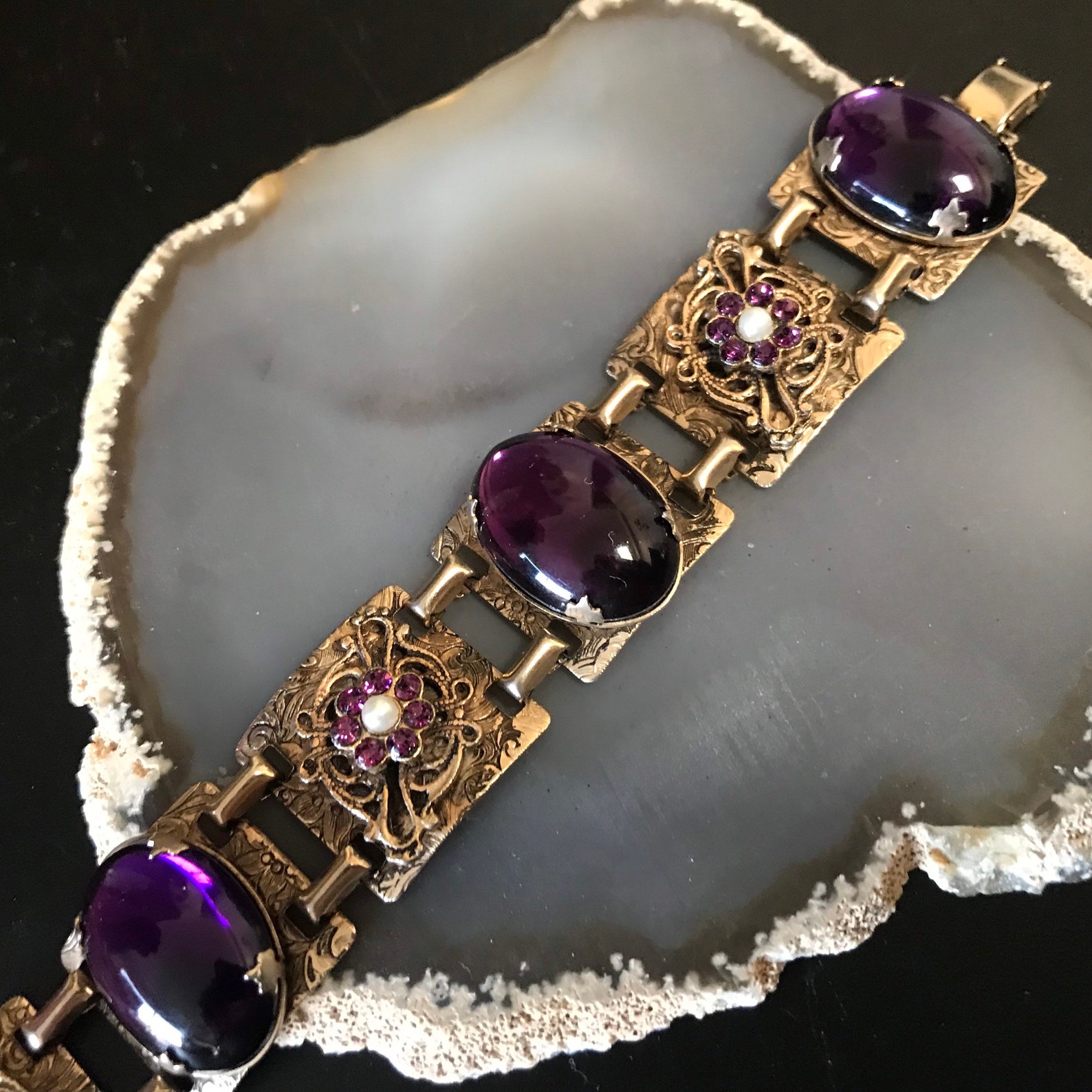 Rhinestone Bracelet High End Vintage Jewelry 1950's Etsy