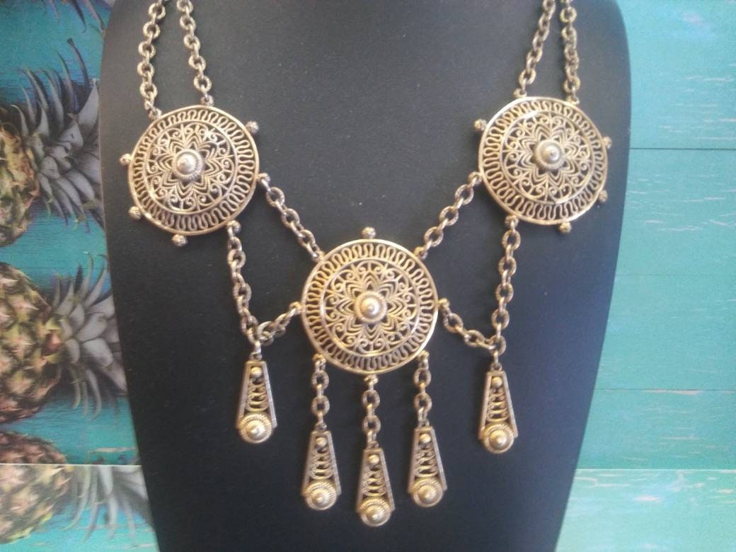 Antique Fringe choker statement necklace 1940s Indo craft | Etsy