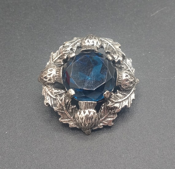 Vintage Large Blue Headlight Rhinestone Brooch Pi… - image 7