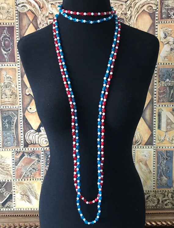 1960s set of two aqua blue white and red and whit… - image 3