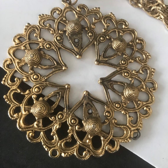 Gold tone 1970s 1980s statement geometric modernis