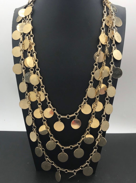 Striking Vintage Coin Bib Necklace, Gold Tone 197… - image 7