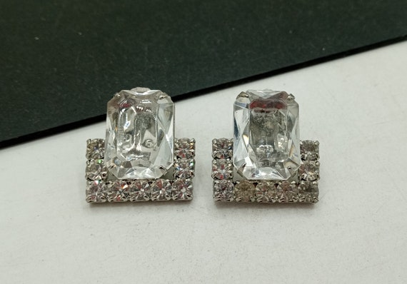 Vintage Rhinestone Clip On Earrings New Old Stock… - image 3