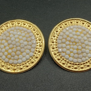 Richard Kerr Vintage White Designer Signed Clip On Earrings 1980&#39;s 1990&#39;s