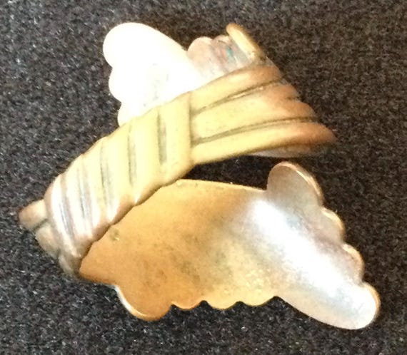 Vintage Solid Copper Signed Bypass Ring US Size 6… - image 4