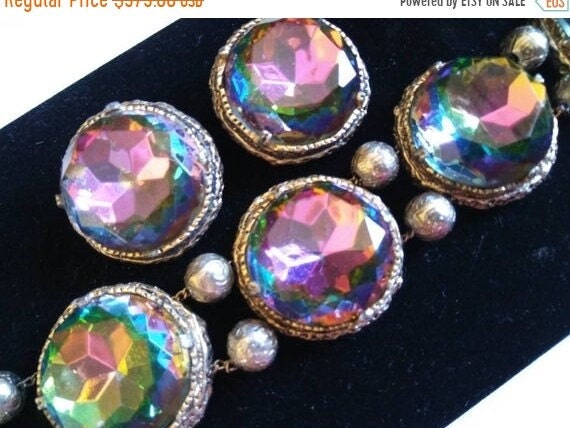 Classy Vintage Rhinestone Bracelet Earring Set, H… - image 4