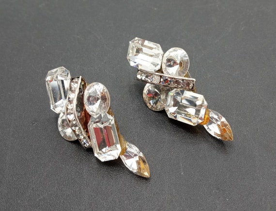 Vintage Rhinestone Pierced Earrings New Old Stock… - image 7