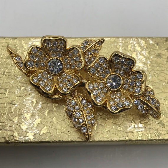 Joan Rivers unique rhinestone brooch earring desi… - image 4