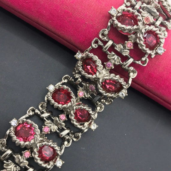 Very Rare Hollywood Signed Pink Rhinestone Bracel… - image 1