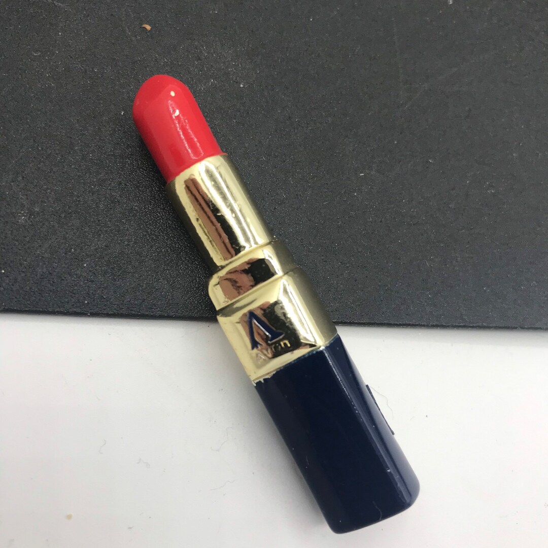 AVON Lipstick Brooch Vintage Red Pin 1980's 1990's Glamour Girl Style