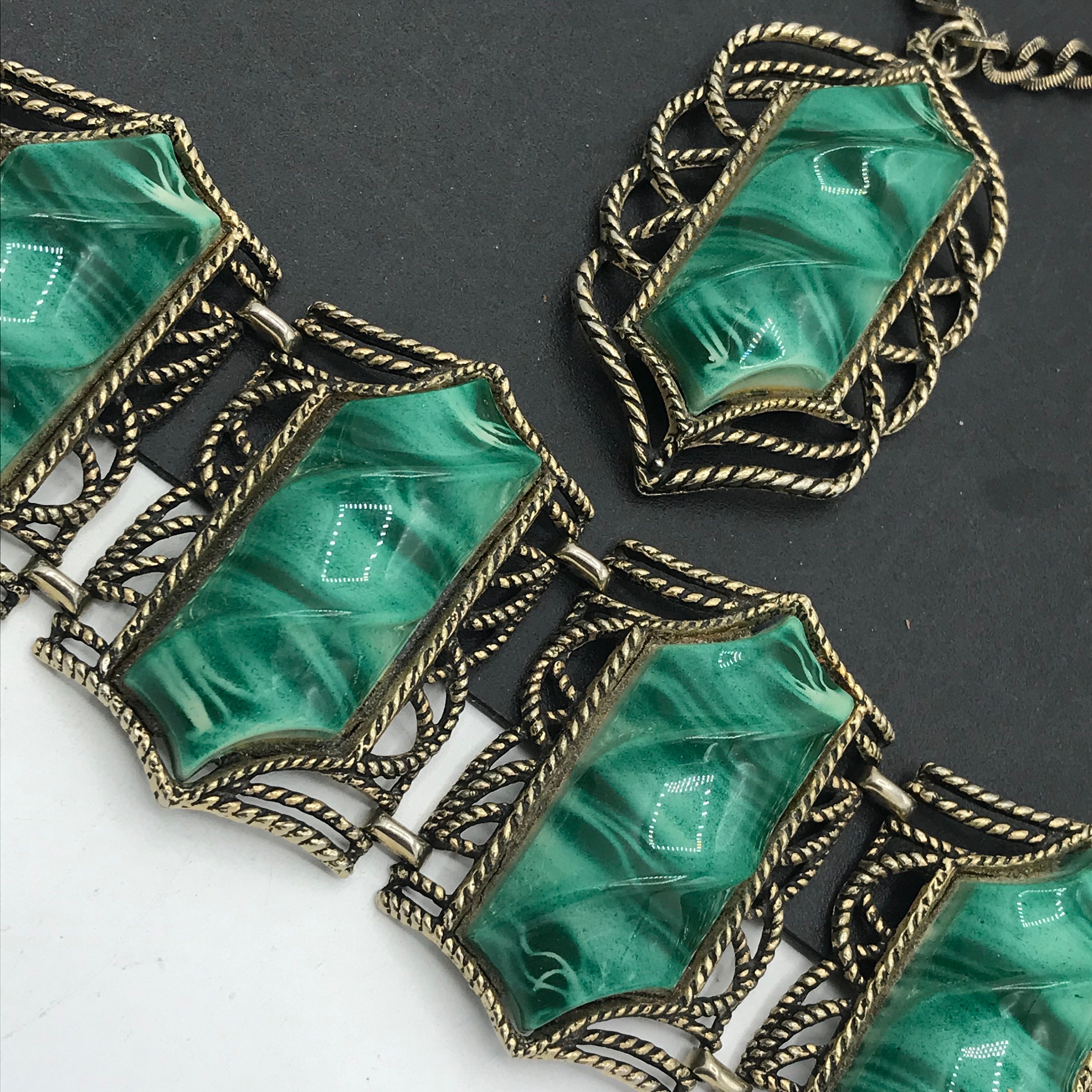 ミハエルネグリン ヴィンテージ調ブレスレット グリーン アンティーク