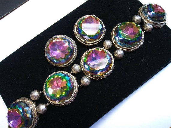 Classy Vintage Rhinestone Bracelet Earring Set, H… - image 6