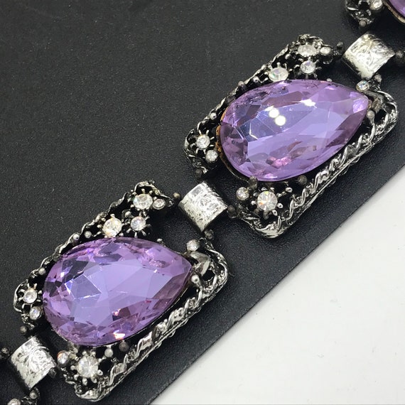 Rhinestone Jewelry, Purple Glass Chunky Bracelet,… - image 6