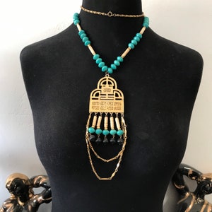 Vintage Chunky, Pendant Necklace, 1970&#39;s Ethnic, Asian Jewelry, Statement Jewelry