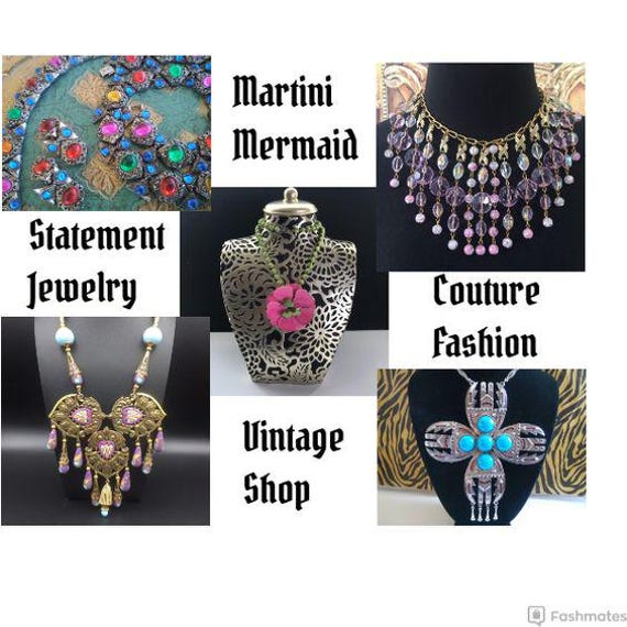 ANNE Klein designer signed statement necklace, st… - image 10