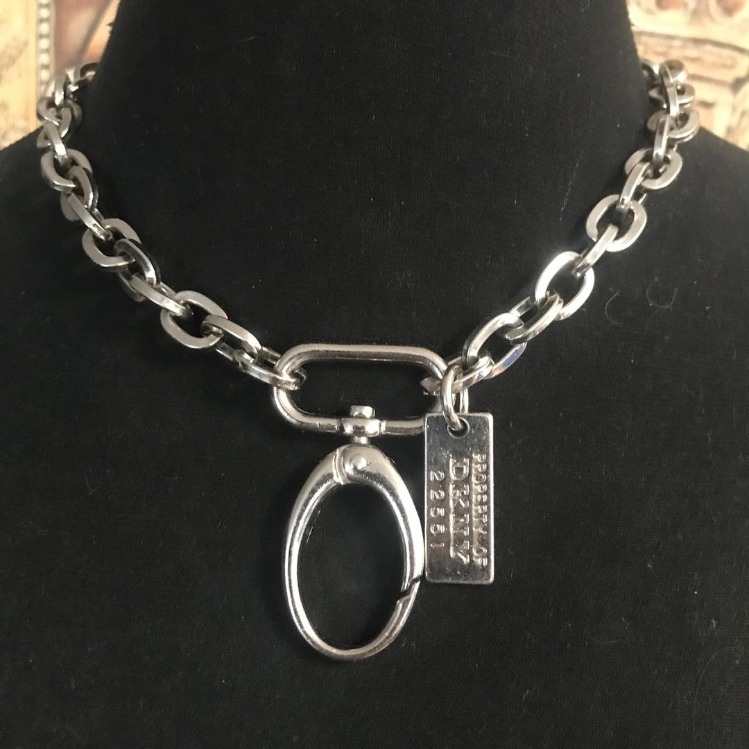 DKNY Donna Karan Designer Signed Vintage Chunky Chain Necklace Goth ...