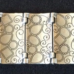 Brighton Vintage Designer Signerad Äkta Sten Cabochon Silvertonad Panelarmband bild 5