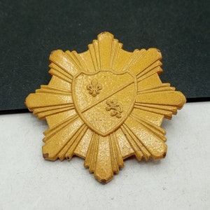 Vintage Heraldic Coat Of Arms Shield Crest Brooch Pin 1950's 1960's