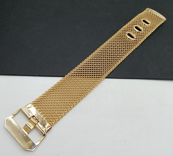 Vintage Gold Tone Belt Buckle Metal Mesh Bracele,… - image 6