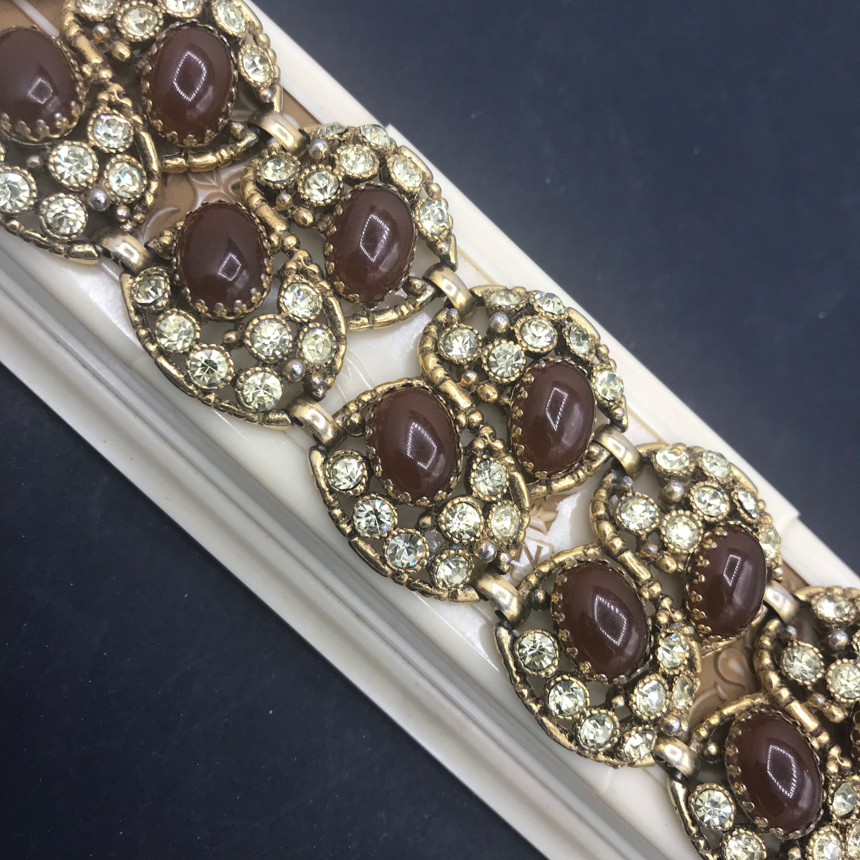 Vintage Selro Rhinestone Chunky Bracelet Retro 1950's 1960's Hard to Find  Jewelry Old Hollywood Regency Glamour 
