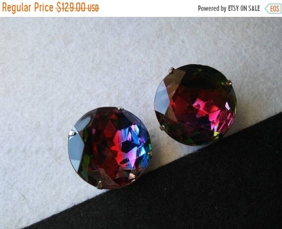 Vintage watermelon rhinestone clip-on collectible