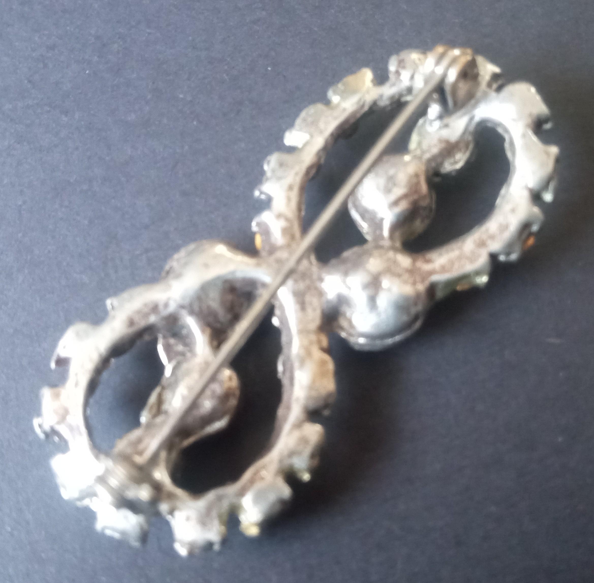 Broche Vintage Avec Strass - Années 50-60 - Bijou Ancien Éclatant - Occasion