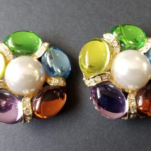 Park Lane Vintage Designer Signed Mogul Statement Clip On Earrings, 1980's Jewelry