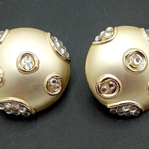 Vintage Large Rhinestone Statement Clip On Earrings 1980's