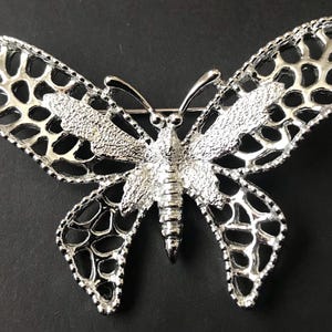 Sarah Coventry Vintage Silver Tone Butterfly Brooch Pin, 1960's 1970's Jewelry