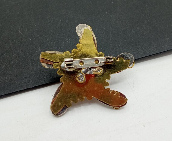 Vintage Colorful Beaded Starfish Style Brooch Pin… - image 4