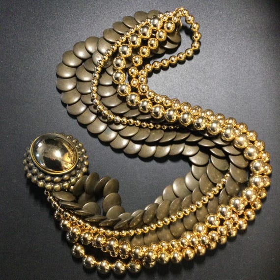 Vintage Statement Multi Strand Beaded Necklace - image 2