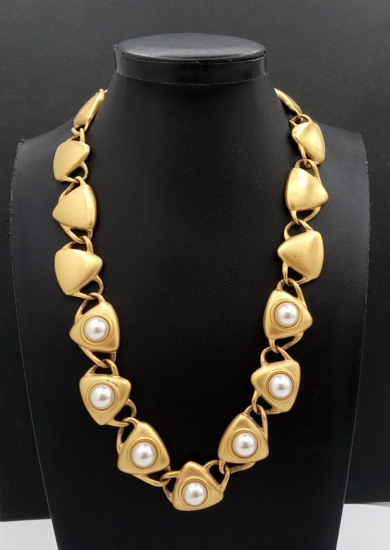 Napier Vintage Matte Gold & Faux Pearl Necklace, 1