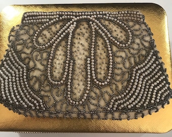 Antique art deco 1930s FAUX pearl beaded small clutch purse