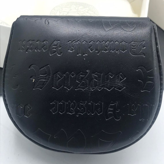 Versace Black Leather Coin Holder Pouch & Origina… - image 4