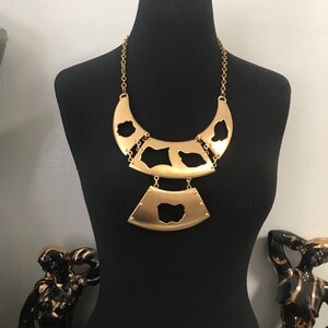 Goldette necklace, designer statement necklace. Bib necklace. 1960s 1970s jewelry image 9