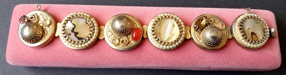 Vintage Chunky Statement Shell Rhinestone Panel B… - image 3