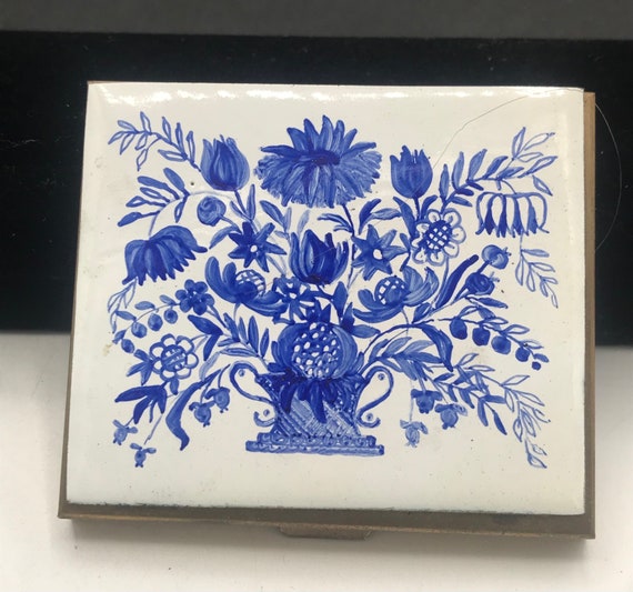 Vintage Floral Compact by Bloomingdales Case Made… - image 1