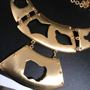 Goldette necklace, designer statement necklace. Bib necklace. 1960s 1970s jewelry image 10